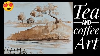 Tea and coffee art || Coffee painting || Tea scenery || @Creative_Art07 #coffee_art #tea_painting