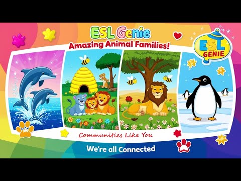 🎵🐻🦁Song: Learn about Animal Families: Discover Communities Like Yours🌍🐾#esl #eslsong #animalfamilies