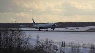 [4K] 新千歳空港 生コンポイント Cathay Pacific B777-300 B-HNE landing