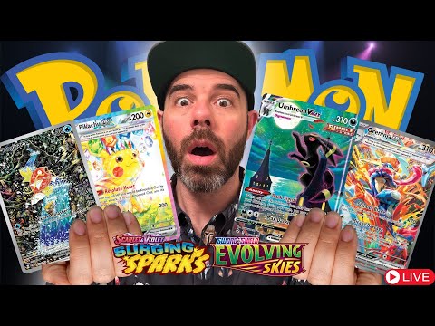 🔴 Pokemon Evolving skies BREAK + Surging Sparks  STORE OPENINGS + GIVEAWAYS LIVE! Watch and Win Now!