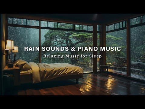 3 Hours Relaxing Sleep Music with Rain Sounds on Windows - Sleeping Music, Stress Relief, Calming