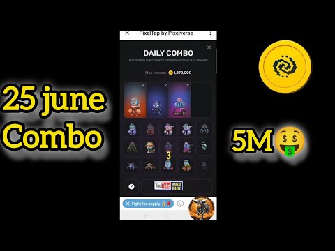 Pixel tap by pixelverse daily combo 25 June 2024 100% complection