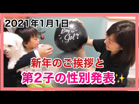 【ジェンダーリビール】新年のご挨拶と赤ちゃんの性別発表！サプライズ発表に旦那さん・息子の反応は・・・！？