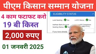 Pm Kisan Samman Nidhi 4 काम फटाफट करो 19 बी किस्त 2000 रुपए रिलीज|Kisan Yojana scheme