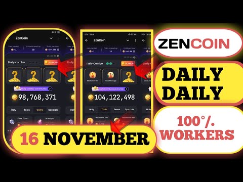 zencoin daily combo 16 november | zen coin daily combo today | zencoin daily combo 16 november