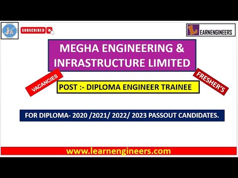 MEGHA ENGINEERING AND INFRASTRUCTURE LIMITED DIPLOMA ENGINEER TRAINEE VACANCIES || DET || FRESHERS||