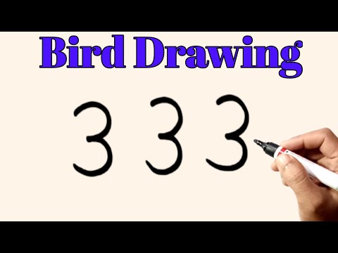 How To Draw Bird With Number 333 | How To Draw A Bird Easy Step By Step Drawing Tutorial