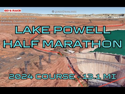 Lake Powell Half Marathon 2024: fly over the half-marathon course! Video of the race path.