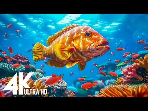 Aquarium 4K VIDEO(ULTRA HD) - Amazing Beautiful Coral Reef Fish - Sleep Relaxing Meditation Music #6