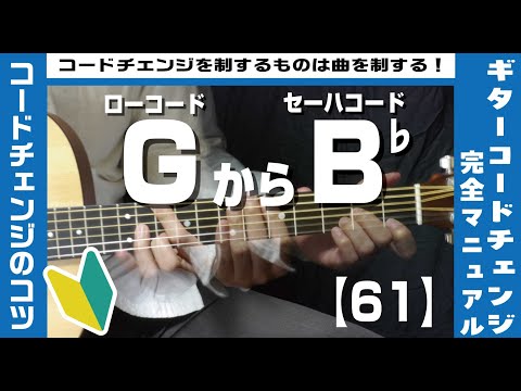 【61】ローコードGからセーハコードB♭へのコードチェンジのコツ 【ギター初心者レッスン】