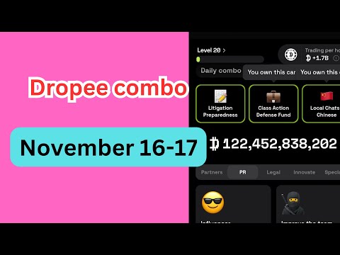 Dropee daily combo today | dropee daily combo 16 November | Daily Combo Dropee | Dropee 16 November