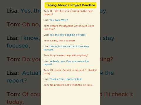 Basic English Conversation: Talking About a Project Deadline. #Shorts