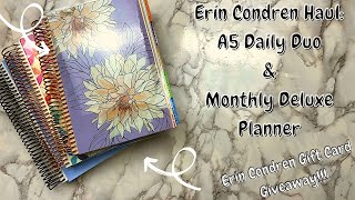 ERIN CONDREN HAUL | FLORA A5 DAILY DUO & MONTHLY DELUXE | $50 ERIN CONDREN GIFT CARD GIVEAWAY