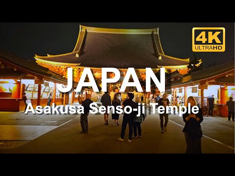 Asakusa Senso-ji Temple | Night Walk | Tokyo | 4K Walking Tour