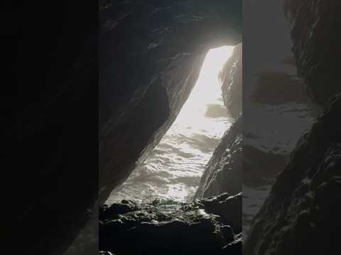 Pacific Ocean waves crashing along the shore from inside the cave near Sutro Baths, SF!