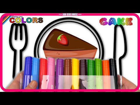 ( CAKE ) Big Marker Pen Paints - ( Pencil ) Coloring Pages / Akn Kids House