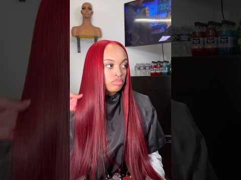 RED HAIR TRADITIONAL SEW IN MIDDLE PART 😍  #fyp #hair #beauty #shorts #viral #redhair #hairstyles