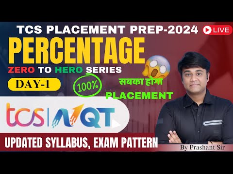 Master Percentage Tricks to Crack TCS! Day 1 - Percentage with Prashant Sir 🔥 | #tcsnqt2024