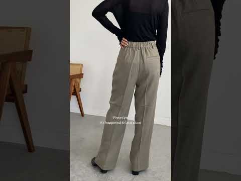 ウールライクヘリンボーン ストレートパンツ　Brown