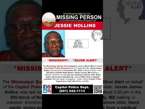 71 YEAR OLD JESSIE HOLLINS IS MISSING FROM HINDS COUNTY MISSISSIPPI!!!  HELP BRING HIM HOME SAFE!!!