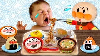 【ちゃんと朝ごはんを食べようね☀️】アンパンマン和食セット(#たまごmammy)メルちゃんとお料理してみよう！