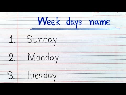 Week days name in English | How to write week day names | Weekday names easy learning