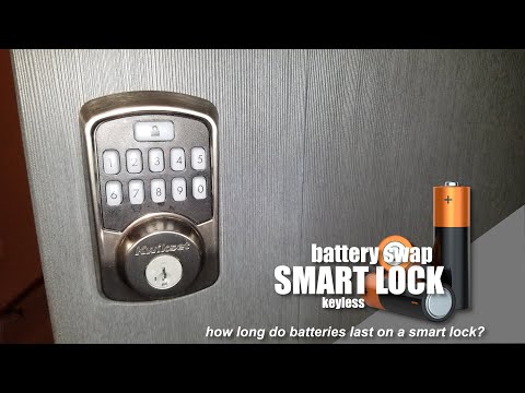 Replacing batteries on a Kwikset keyless lock - How long do batteries on a smart lock last?