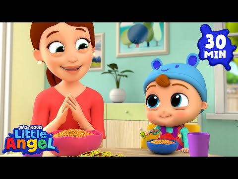 Its the Mealtime Song 🎶🍗🍴| Little Angel | Monster Cartoon for Kids