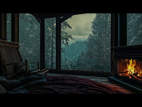 Rain Therapy ⛈️ Crackling Fireplace and Rain On Window Sound for Deep Sleep, Overcome Stress