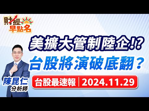 【美擴大管制陸企!?台股將演破底翻？】2024.11.29 台股盤前 #財經早點名