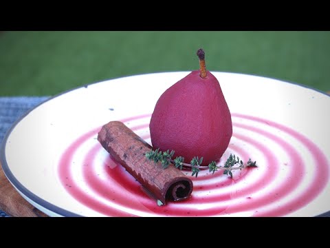 Poached pear with Red Wine sauce [Ryan cook around]  Recipe