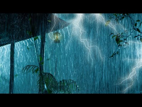 集中豪雨と非常に巨大な雷を伴う激しい嵐の夜⚡⛈ 睡眠のための雷雨の音