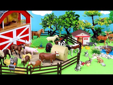 Farmyard Animal Figurines in a Barn Set