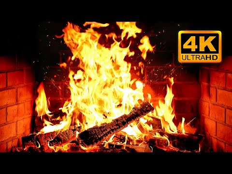 🔥 Fireplace 4K UHD! Christmas Fireplace with Crackling Fire Sounds. Fireplace Ambience