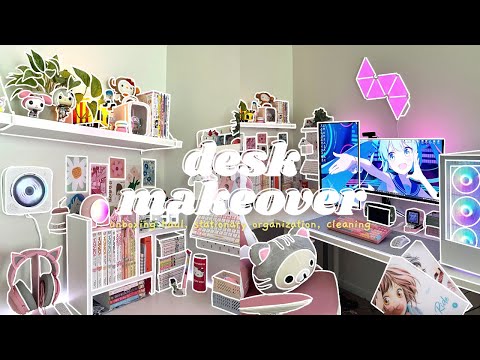 aesthetic desk makeover 2022 ☆ | unboxing haul, stationary organization [ gamer & streamer ]