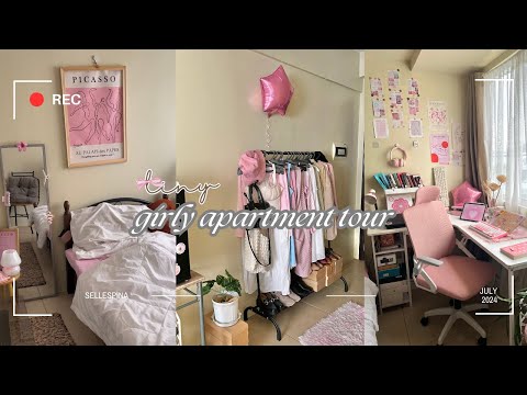 TINY APARTMENT TOUR 🌸🧸 how to decorate 23sqm room pink girly aesthetic | *pinterest inspired*