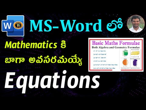 Equations Option in Telugu || MS WORD || By K. Ramesh