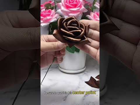 DIY ribbon rose flower gift#diy #flowers #gift #craft #handmadegifts #rose #diycrafts #ribbon #diy