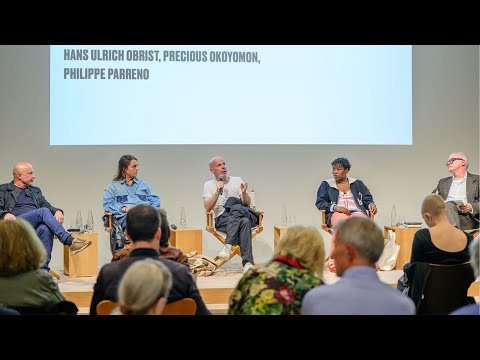 Panel 1 with Maja Hoffmann, Sam Keller, Hans Ulrich Obrist, Precious Okoyomon and Philippe Parreno