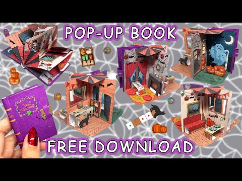 Miniature Pop-up book Halloween house Canon Creative park DIY tutorial free patterns