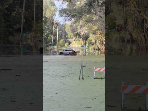 Truck Tried To Drive Through Flooded Road, Sunk & Got Stuck #Shorts After Milton