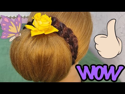 Easy Bun Hairstyles For Long Hair At Home| Bun Hair Style🌹with rose|#receptionhairstyle#viralvideo