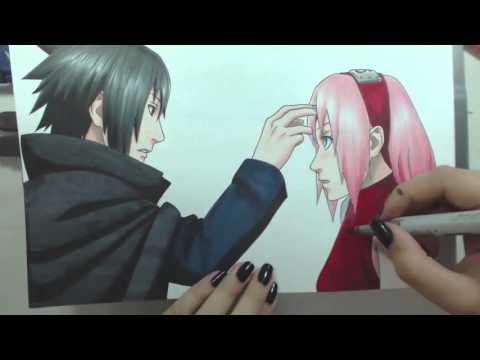 Speed Drawing - Uchiha Sasuke and Haruno Sakura (Naruto) "Valentine's Week"