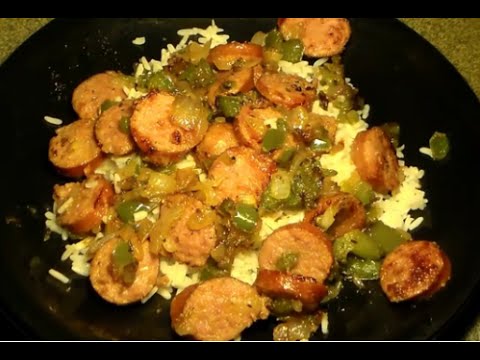 Monique's Kielbasa Sausage Recipe: Delicious Polska Kielbasa w/Rice Peppers & Onions