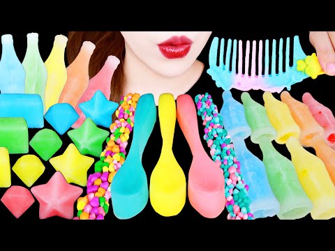 ASMR FROZEN WAX CANDY, FROZEN SPOON JELLY, STAR JELLY, DIAMOND JELLY, EATING SOUNDS MUKBANG 먹방 咀嚼音