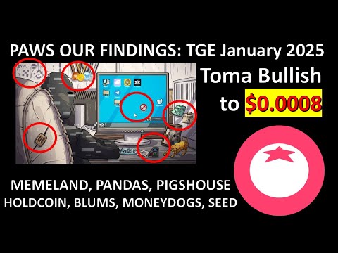 PAWS OUR Findings: TGE January 2025 🐾 | Toma Bullish to $0.0008 🚀 + HoldCoin, Panda, Memeland & More