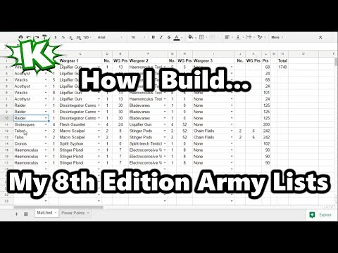 40k 8th Edition Army Builder Sheet