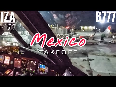 B777 TAKEOFF Mexico MEX | Cockpit View | ATC & Crew Communications @InZeAir84