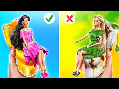 POOR DOLL IN TROUBLE *EXTREME DOLL MAKEOVER CHALLENGE* 💗 Cute Miniature Crafts and Tiny DIY Ideas!