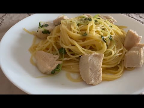 ［鶏肉豆苗のあっさりパスタ］レモンでサッパリ！鶏肉でタンパク質もとれる！